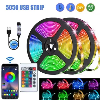 RGB LED Streifen Licht 5050 Bluetooth APP IR Fernbedienung USB 1M 2M 3M 4M 5M 10M 15M 20M 25M 30M Festival