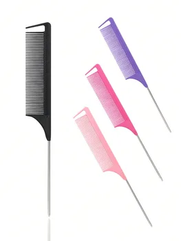 Spitz zulaufender Haarkamm aus Edelstahl, Haarbürste, Friseur-Styling-Werkzeug, speziell für Echthaarperücken