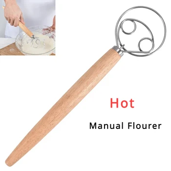 Kuchen-Werkzeuge, dänischer Teig, Schneebesen, Edelstahl, holländisches Brot, Teig, Handmixer, Holzgriff