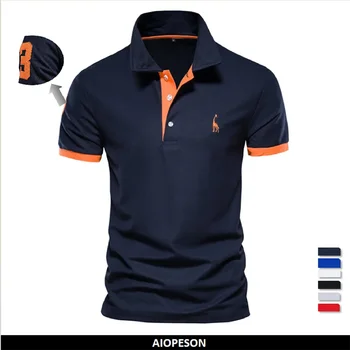 Polo Giraffe Hemd Männer Qualität Stickerei Sommer Kurzarm Polo Casual Business Social Herren