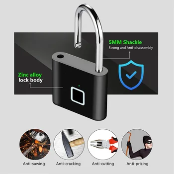 KERUI Fingerabdruck-Schloss Schlüsselloses USB-Aufladbares Smart-Vorhängeschloss Wasserdichtes Türschloss 0,2