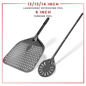 6 & 12 13 14 Zoll Aluminium Pizza Peel Brotpaddel Pizzaofen Drehschälen Hart eloxiertes Pizza Backen