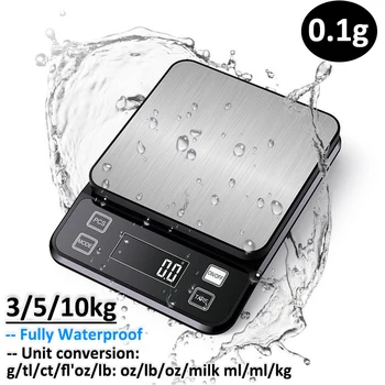 3/5/10 kg 0,1 g Digitale Elektronische Küchenwaage LCD-Display Vollständig wasserdichter Edelstahl Messen