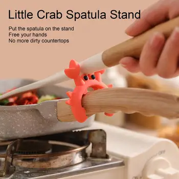 Utensil Rest Krabbenförmige Silikon Utensil Rest Arbeitsplatte Schöpfkelle Halter Anti-Überlauf Herd Top
