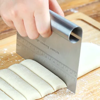 Edelstahl Teig Gebäck Schaber Pizza Cutter Chopper mit Mess Skala Mehrzweck Kuchen Brot Separator Skala Messer