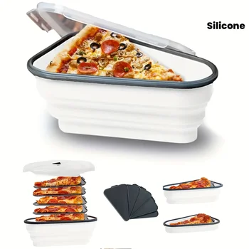 Platzsparender Silikon-Pizza-Aufbewahrungsbehälter mit 5 mikrowellengeeigneten Serviertabletts