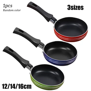 12 cm/14 cm/16/18 cm Mini Bratpfanne Antihaft-Stahl Bratpfanne Topf Topf zufällige Farbe für Kochgeschirr