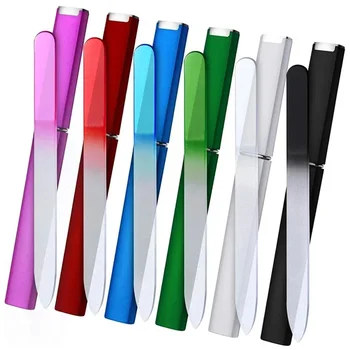 Professionelle, farbenfrohe Nagelfeilen aus Glas, doppelseitig, transparent, mit Farbverlauf