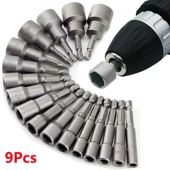 5mm-13mm Hex Buchsen Hülse Düsen Mutter Fahrer Set Schraubendreher-set Schroevendraaier Set Bits (9 Stück)