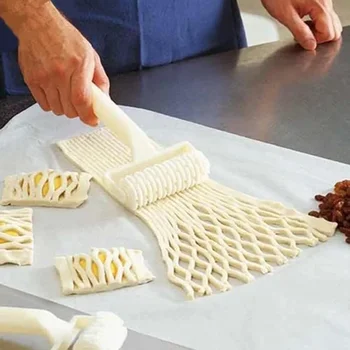 Kunststoff Gebäck Pizza Gitter Roller Cutter Backen Werkzeug Pull Net Rad Messer für Teig Cookie Pie Küche