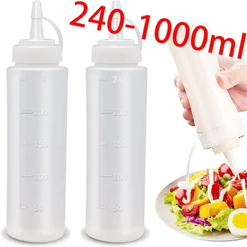 Große Squeeze-Gewürzflaschen mit Düsen, Ketchup, Grill, Saucen, Olivenöl, Flaschenspender