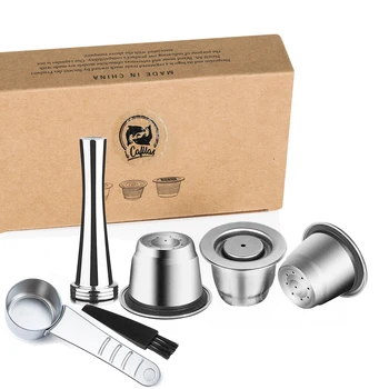 Icafilas Kaffeekapsel, wiederverwendbar, für Nespresso-Café-Maschine, Edelstahl-Pod, wiederverwendbare