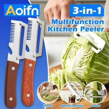 Aoifn Küchenschäler aus Edelstahl mit Kunststoff- oder Holzgriff zum Schälen von Obst und Gemüse