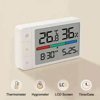 MiaoMiaoCe Intelligentes Thermometer Hygrometer Multifunktionsuhr Digitale Anzeige Wetterstation Sensor