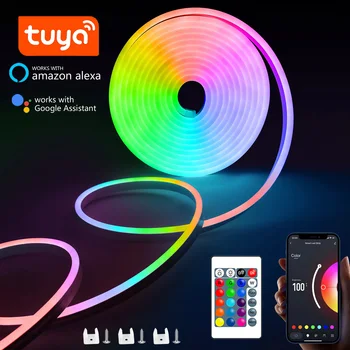 RGB Neon LED Streifen 1/2/3/5M IP65 Wasserdicht DIY USB Neon Streifen Tuya App Fernbedienung flexible Band