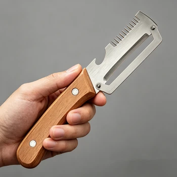 2026 Multifunktionaler Holz-Gemüseschäler mit ergonomischem Griff zum Schälen und Schneiden von Obst