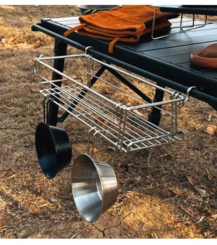 Outdoor Aluminium Tisch Seite Lagerung Rack Hängen Mesh IGT Tisch Expansion Halterung Klapptisch Verlängerung