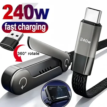 Faltbares Ladekabel mit Integriertem Ständer Schnellladekabel für Handy und Tablet 240W Ultra-Schnelles