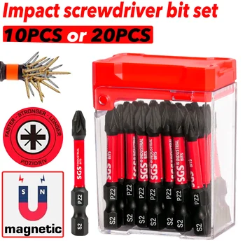 Stark magnetischer, schlagfester Pz2-Schraubendreher-Bit-Satz, 50 mm S2-Stahl, rutschfeste Spitze mit hoher