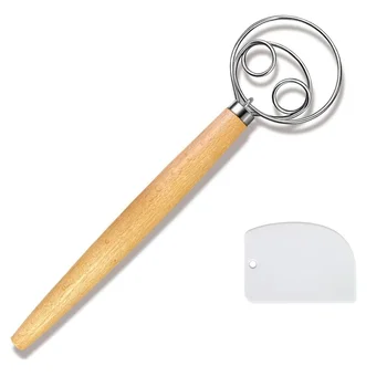 Brot Beater Holzgriff Edelstahl Ring Kuchen Pizza Gebäck Keks Hefe Backen Teig Mixer Backen Liefert