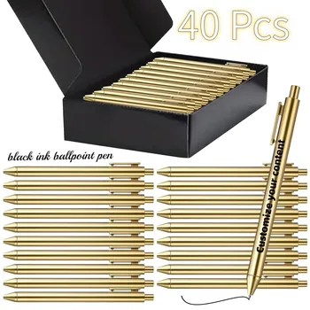 Maßgefertigtes 40-teiliges Luxus-Kugelschreiber-Set mit Schwarzer Geschenkbox Einziehbarer Schwarzer Tinte