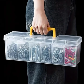 Multifunktionaler Werkzeugkasten für den Haushalt, transparente tragbare Werkzeugaufbewahrungsbox (7 Stück)