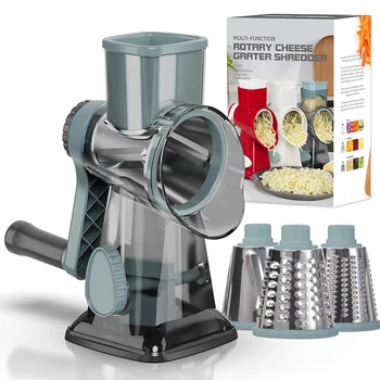 LMETJMA 3-in-1 rotierende Käsereibe, vielseitiger manueller Gemüseschneider, Erdnuss-Nüsse-Mühle