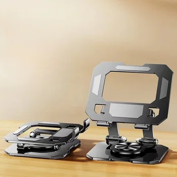 Vollmetall Klappbar 360° ° Drehbarer Desktop-Ständer für Tablet und Smartphone, ausgehöhlte