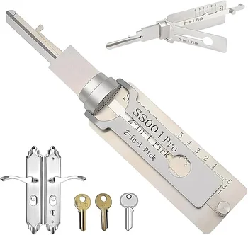 2-in-1 Edelstahl-Masterschlüssel-Decoder S001 PRO für Zugangstüren und Verschiedene Schlossformen