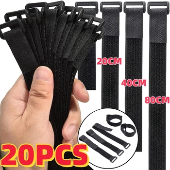 Magic Tape Schwarz, Breite 20 mm, Nylon-Kabelbinder, wiederverwendbare, selbstklebende Klettverschluss-Riemen