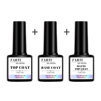 8 ml funktionelles Gel-Nagelkunst-Set mit Grundlack und Diamant-Top-Mantel, mattes Oberteil, Soak (2 Stück)