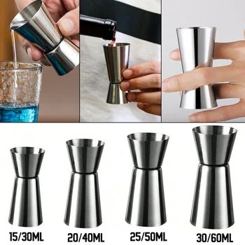 Edelstahl Messbecher Cocktail Shaker Peg Messgerät Jigger Dual Shot Trinken Alkohol Kapazität Schüttelflasche