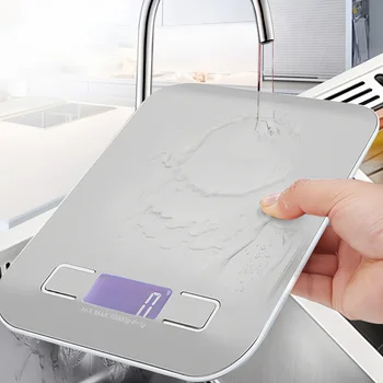 Digitale Küchenwaage 10/5kg-1g LED-Anzeige Edelstahl-Panel Elektronische Waage für Zuhause Lebensmittel Snacks