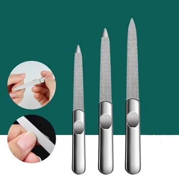 Mix 3-Größen-Nagelfeile aus Edelstahl, professionelles Peeling, doppelseitiges Schleifpapier