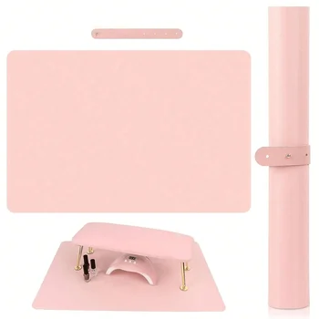 Rosa Nail Art Tisch matte tragbare faltbare Nail Art Armlehnen matte Mikro faser Leder Soft Nail Art Matte