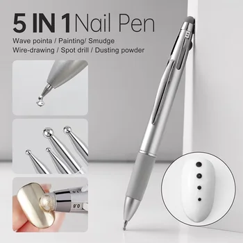 YIKOOLIN 5-in-1 Nail-Dotting-Stift, Kunstwerkzeuge, Kugelschreiber-Design, Nail-Art-Spitze, Punktmalerei